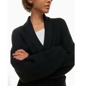 Aritzia Wilfred Free Travel Cardigan in Black size XS Merino Wool Shawl Neck